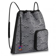 Louis Vuitton Drawstring Backpack Monogram Gray-black M44940