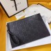 Gucci Portfolios Pouch In Black GG Embossed Leather