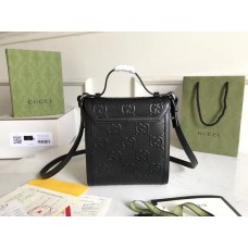 Gucci Messengers Bag In Black GG Embossed Leather
