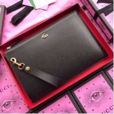 Gucci Black GG Marmont Leather Portfolio Pouch