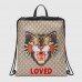 Gucci Angry Cat Soft GG Supreme Drawstring Backpack