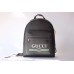Gucci Black Print Leather Logo Backpack