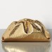 Bottega Veneta The Pouch Clutch In Gold Metallic Leather