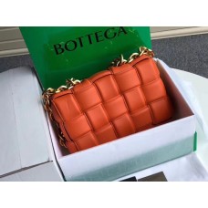 Bottega Veneta Chain Cassette Bag In Orange Calfskin