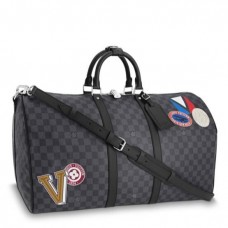 Louis Vuitton League KeepAll 55 Bandoulière Damier Graphite Stickers N41058