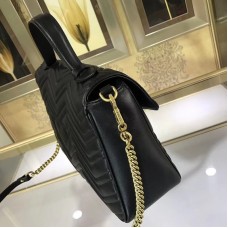 Gucci Black GG Marmont Medium Top Handle Bag