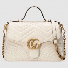 Gucci White GG Marmont Small Shoulder Bag With Handle