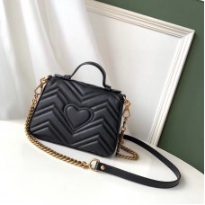 Gucci GG Marmont Mini Top Handle Bag In Black Leather