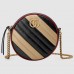 Gucci GG Marmont Mini Round Bag In Bicolor Diagonal Leather