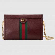 Gucci Bordeaux Ophidia Calfskin Small Shoulder Bag