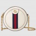 Gucci White Calfskin Ophidia Mini Round Shoulder Bag