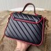 Gucci GG Marmont Mini Top Handle Bag In Black Diagonal Leather