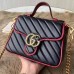 Gucci GG Marmont Mini Top Handle Bag In Black Diagonal Leather