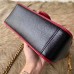 Gucci GG Marmont Mini Top Handle Bag In Black Diagonal Leather