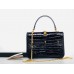 Gucci Sylvie 1969 Crocodile Mini Top Handle Black Bag