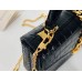 Gucci Sylvie 1969 Crocodile Mini Top Handle Black Bag