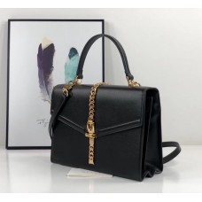 Gucci Sylvie 1969 Calfskin Small Top Handle Black Bag