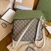 Gucci Horsebit 1955 Small Bag In GG Canvas With White Trim