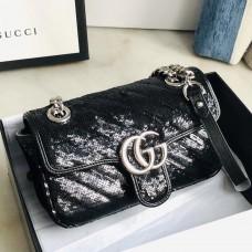 Gucci GG Marmont Mini Shouler Bag In Black Sequin