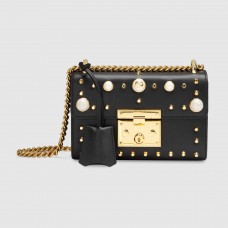 Gucci Black Padlock Small Studded Shoulder Bag