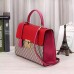 Gucci Red Medium Padlock GG Supreme Top Handle Bag