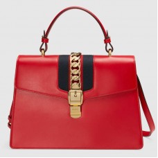 Gucci Red Sylvie Medium Top Handle Bag