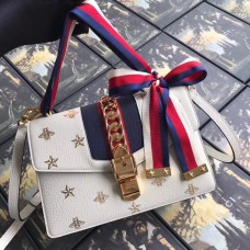 Gucci White Sylvie Bee Star Small Shoulder Bag