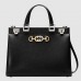 Gucci Zumi Black Grainy Leather Medium Top Handle Bag