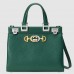 Gucci Zumi Small Top Handle Bag In Green Grainy Leather