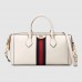 Gucci White Leather Ophidia Medium Boston Bag