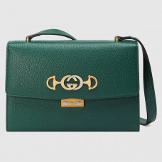 Gucci Zumi Small Shoulder Bag In Green Grainy Leather