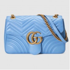 Gucci Blue GG Marmont Medium Matelasse Shoulder Bag