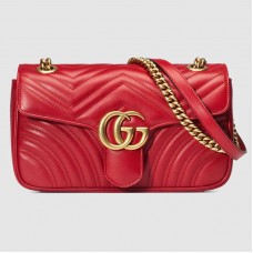 Gucci Red GG Marmont Small Matelasse Shoulder Bag