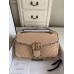 Gucci Raffia GG Marmont Small Shoulder Bag With Cream Snakeskin Trim