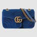 Gucci Blue GG Marmont Small Velvet Shoulder Bag