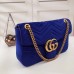 Gucci Blue GG Marmont Small Velvet Shoulder Bag