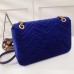 Gucci Blue GG Marmont Small Velvet Shoulder Bag