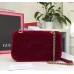 Gucci Bordeaux GG Marmont Small Velvet Shoulder Bag