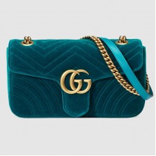 Gucci Green GG Marmont Small Velvet Shoulder Bag