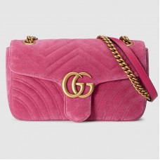 Gucci Pink GG Marmont Small Velvet Shoulder Bag