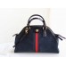 Gucci Navy Suede RE(BELLE) Medium Top Handle Bag