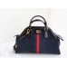 Gucci Navy Suede RE(BELLE) Medium Top Handle Bag