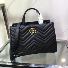 Gucci Black GG Marmont Small Matelasse Top Handle Bag