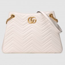 Gucci White GG Marmont Medium Shopping Bag