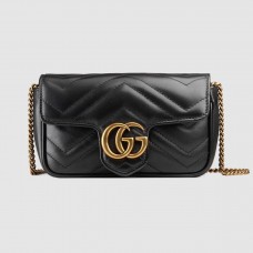 Gucci Black GG Marmont Matelasse Super Mini Bag