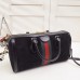 Gucci Black Suede Ophidia Medium Boston Bag