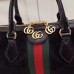 Gucci Black Suede Ophidia Medium Boston Bag