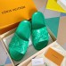 Louis Vuitton Waterfront Mules In Green Monogram Rubber Louis Vuitton Waterfront Mules In Green Monogram Rubber
