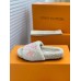 Louis Vuitton Paseo Flat Comfort Mules In Beige Shearling