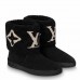 Louis Vuitton Snowdrop Flat Ankle Boots In Black Suede with Shearling